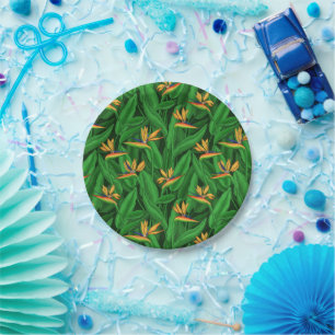 Night bird of paradise garden paper plates
