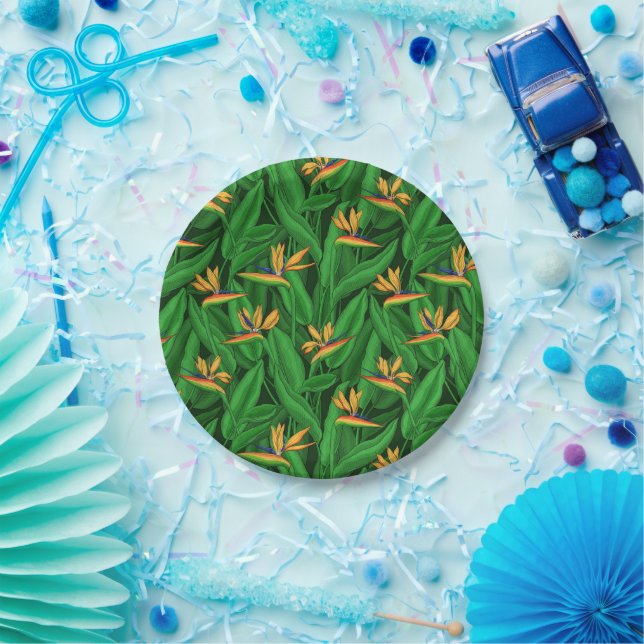 Night bird of paradise garden paper plates (Party)