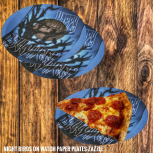 Night Birds On Watch Paper Plates