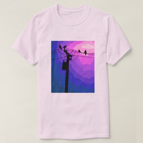 Night Birds Pixelart T_Shirt