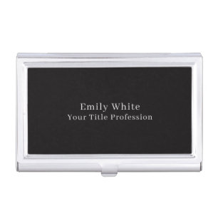 Night Black Plain Elegant Professional Modern Business Card Case