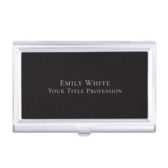 Night Black Plain Elegant Professional Modern Business Card Case (Front)