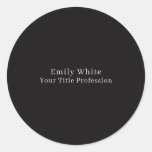 Night Black Plain Elegant Professional Modern Classic Round Sticker