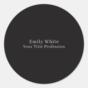 Night Black Plain Elegant Professional Modern Classic Round Sticker