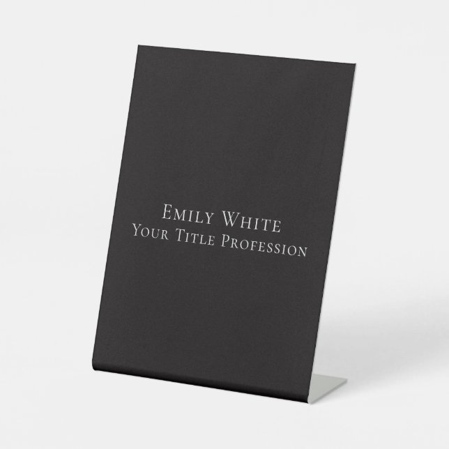 Night Black Plain Elegant Professional Modern Pedestal Sign (Front)