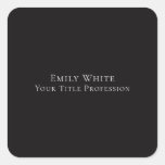 Night Black Plain Elegant Professional Modern Square Sticker