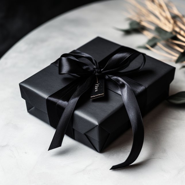 Night Black Solid Color Satin Ribbon (Creator Uploaded)