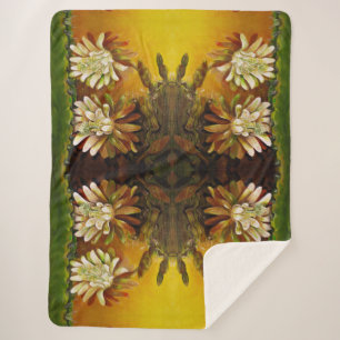 Night-blooming cereus - cactus blossom sherpa blanket