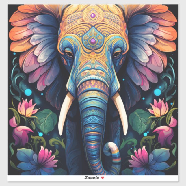 Night Blooming Mandala Elephant Sticker (Sheet)