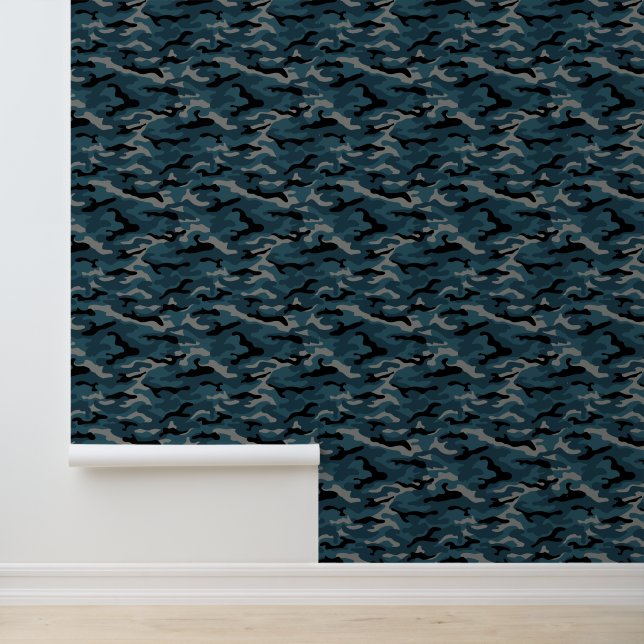 Night Blue Camo Camouflage Wallpaper (Application)