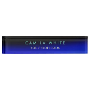Night Blue Elegant Professional Classy Business Desk Name Plate