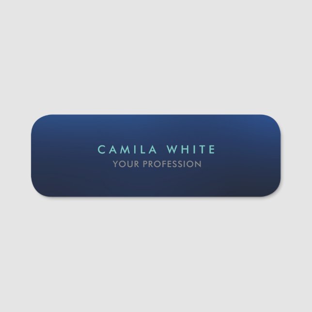 Night Blue Elegant Professional Classy Business Name Tag (Front)