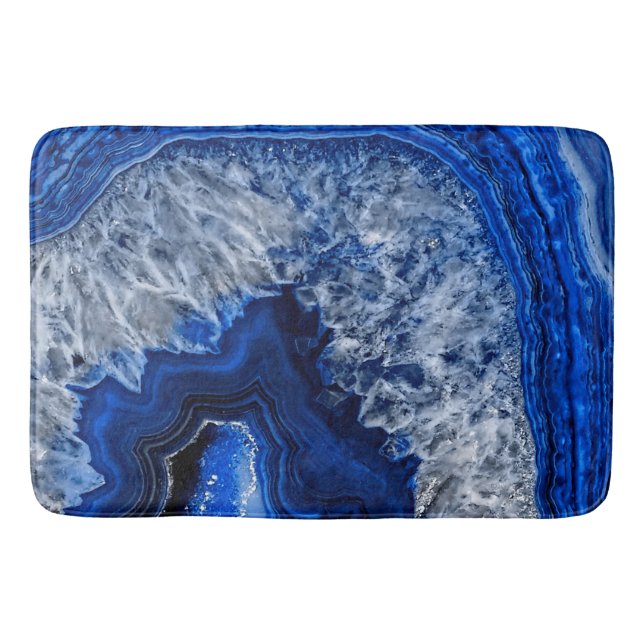 Night Blue Indigo Agate Mineral Quartz Gemstone Bathroom Mat (Front)