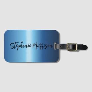 Night Blue Metallic Minimalist Chic Trendy Script
