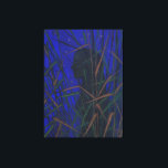 "Night", blue midnight, stars, woman figure, art Canvas Print<br><div class="desc">"The Night". Soft pastels on paper and digital manipulations,  2016
Dedicated to my father...  Dark woman's silhouette in the high grass,  blue starry sky as a background.
© Clipso-Callipso / Julia Khoroshikh</div>