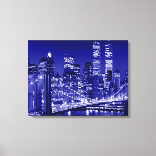 Night Blue New York City Pop Art Canvas Print