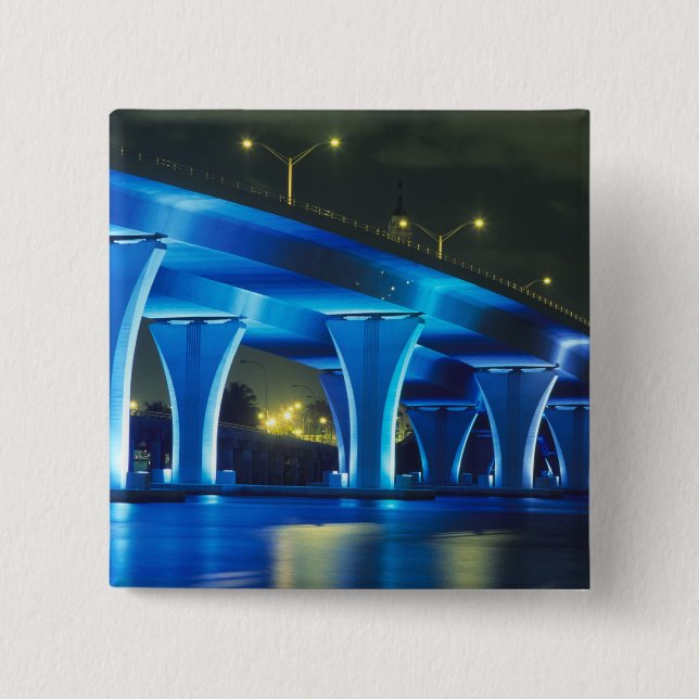 Night bridge at Port of Miami, Florida Button (Front)