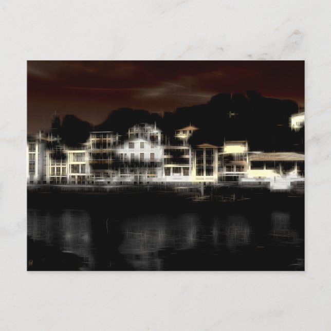 Night buildings digital effect of style impression holiday postcard (Front)