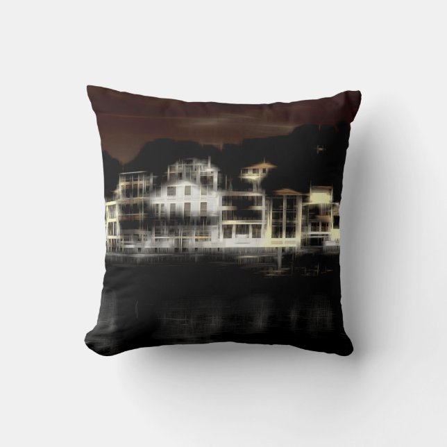 Night buildings digital effect of style impression throw pillow (Front)