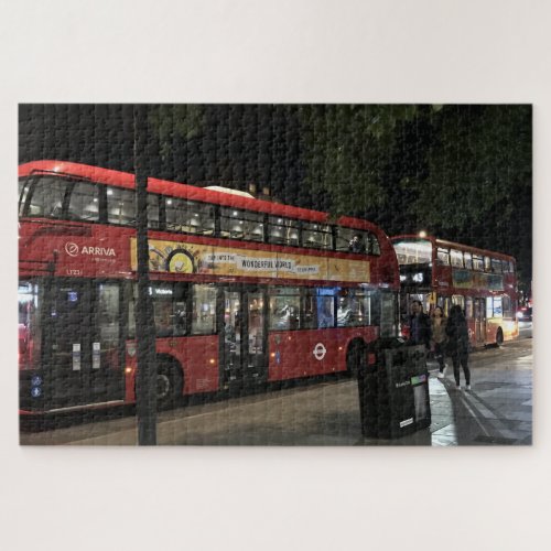 Night Buses Angel Islington North London UK Jigsaw Puzzle