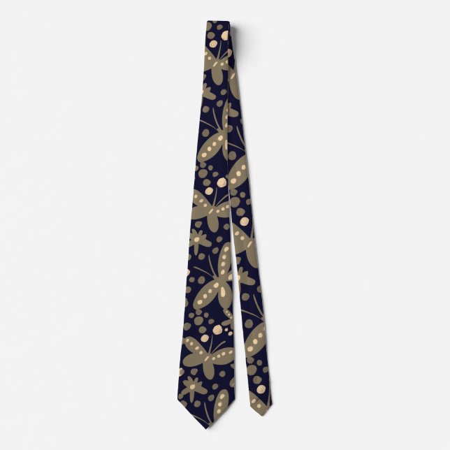 Night butterflies neck tie (Front)