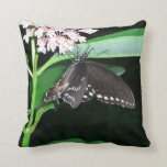 Night Butterfly Black Swallowtail Photo Throw Pillow