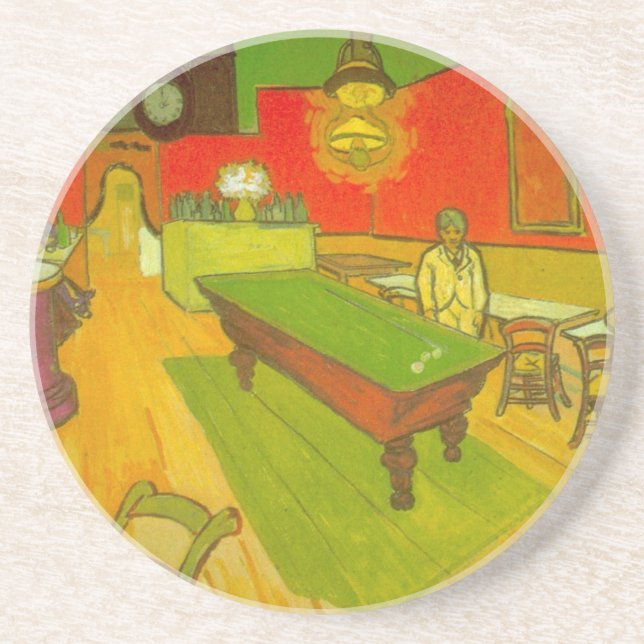 Night Cafe by Vincent van Gogh Sandstone Coaster (Front)