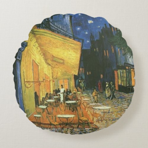 Night Cafe Painting by van Gogh Round Pillow