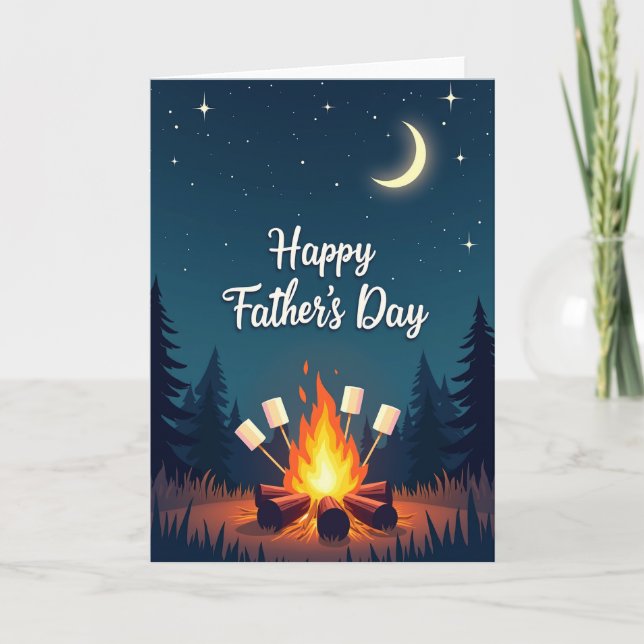 Night Campfire Fathers Day Card (Front)