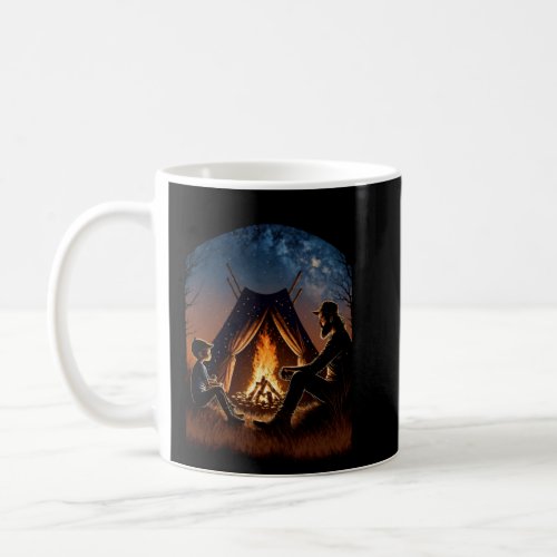 Night Camping Bonfire Bonding Father and Son Bonfi Coffee Mug