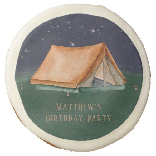 Night Campout Boy Birthday Party Custom Sugar Cookie