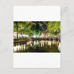night canal in Amsterdam, Netherlands Postcard