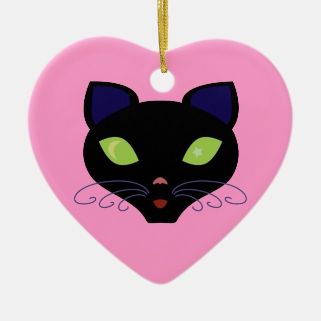 Night Cat Ceramic Ornament (Front)