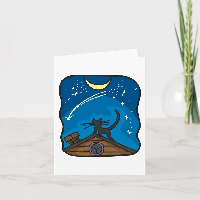 Night Cat On A Roof Card (Creator Uploaded)