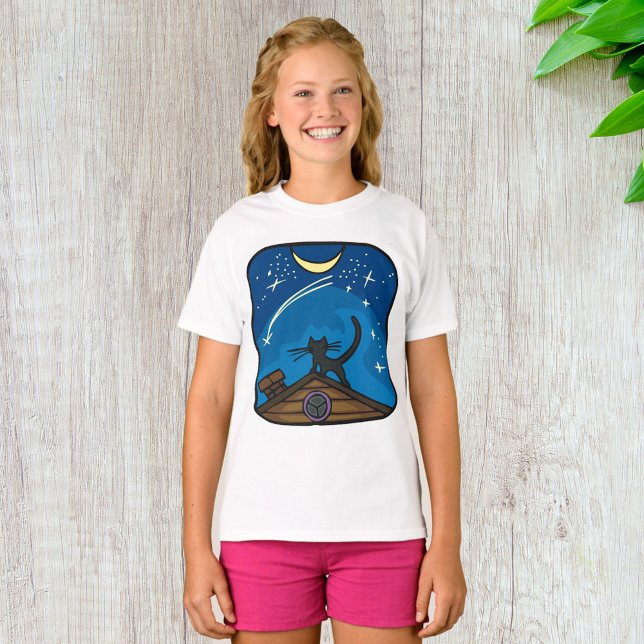 Night Cat On A Roof T-Shirt (Creator Uploaded)