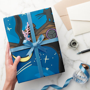 Night Cat On A Roof Wrapping Paper