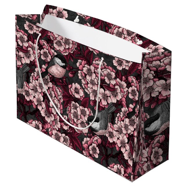 Night cherry garden large gift bag (Back Angled)