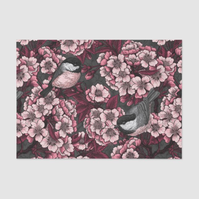 Night cherry garden tissue paper (Front)