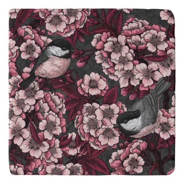 Night cherry garden trivet (Front)