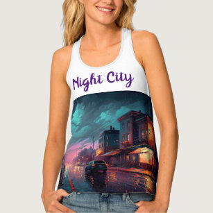 Night City - Rain River. Megapolis Tank Top