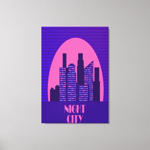 Night City Retro Style Canvas Print