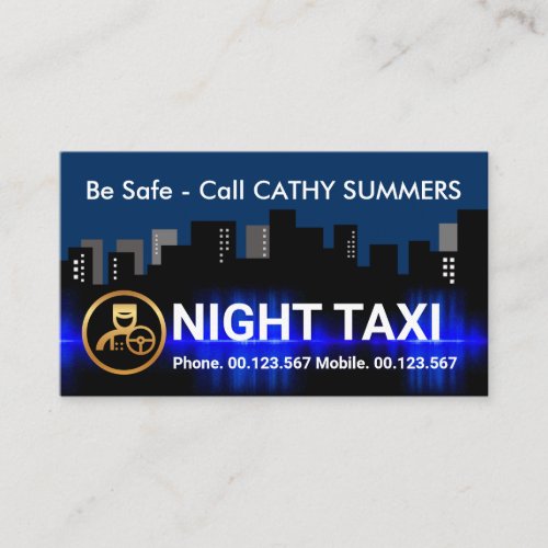 Night City Silhouette Taxi Chauffeur ZazzleMade Business Card