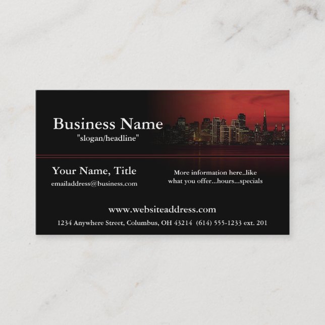 Night City Skyline Business Cards (Front)