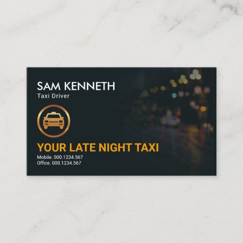 Night City Traffic Lights Bokeh Taxi Driver Business Card