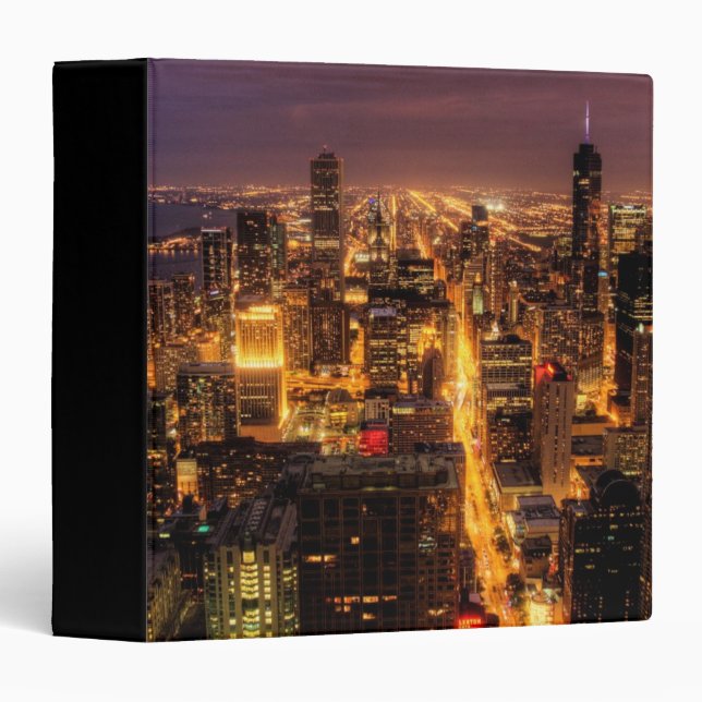 Night cityscape of Chicago 3 Ring Binder (Front/Spine)