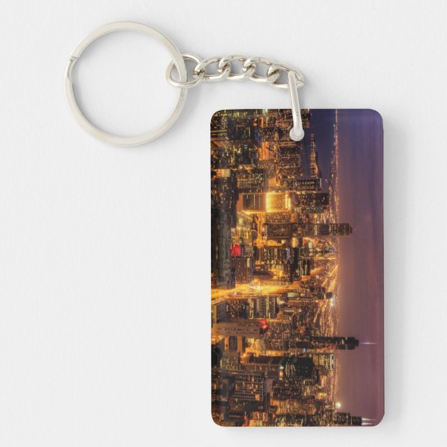 Night cityscape of Chicago Keychain (Front)