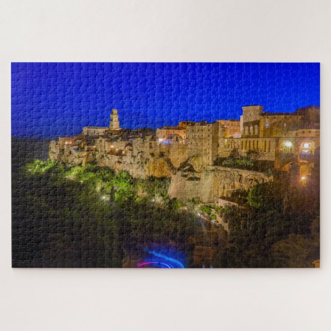 Night cityscape of Pitigliano, Tuscany, Italy Jigsaw Puzzle (Horizontal)