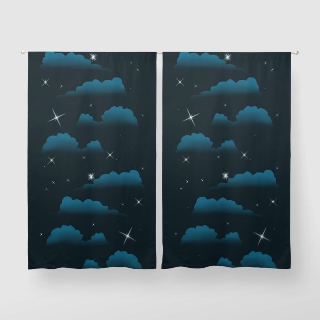 Night Clouds and Stars Curtain (Pair)