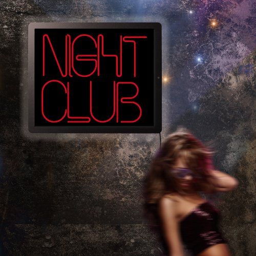 Night Club Sign Red Black