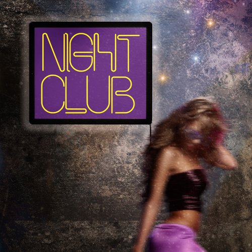 Night Club Sign Yellow Purple